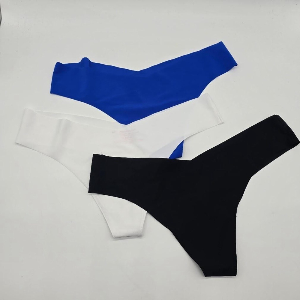 Commando Thong 3-Pack Women’s M/L Black White Blue Seamless No-Show USA NWOT - Picture 3 of 15